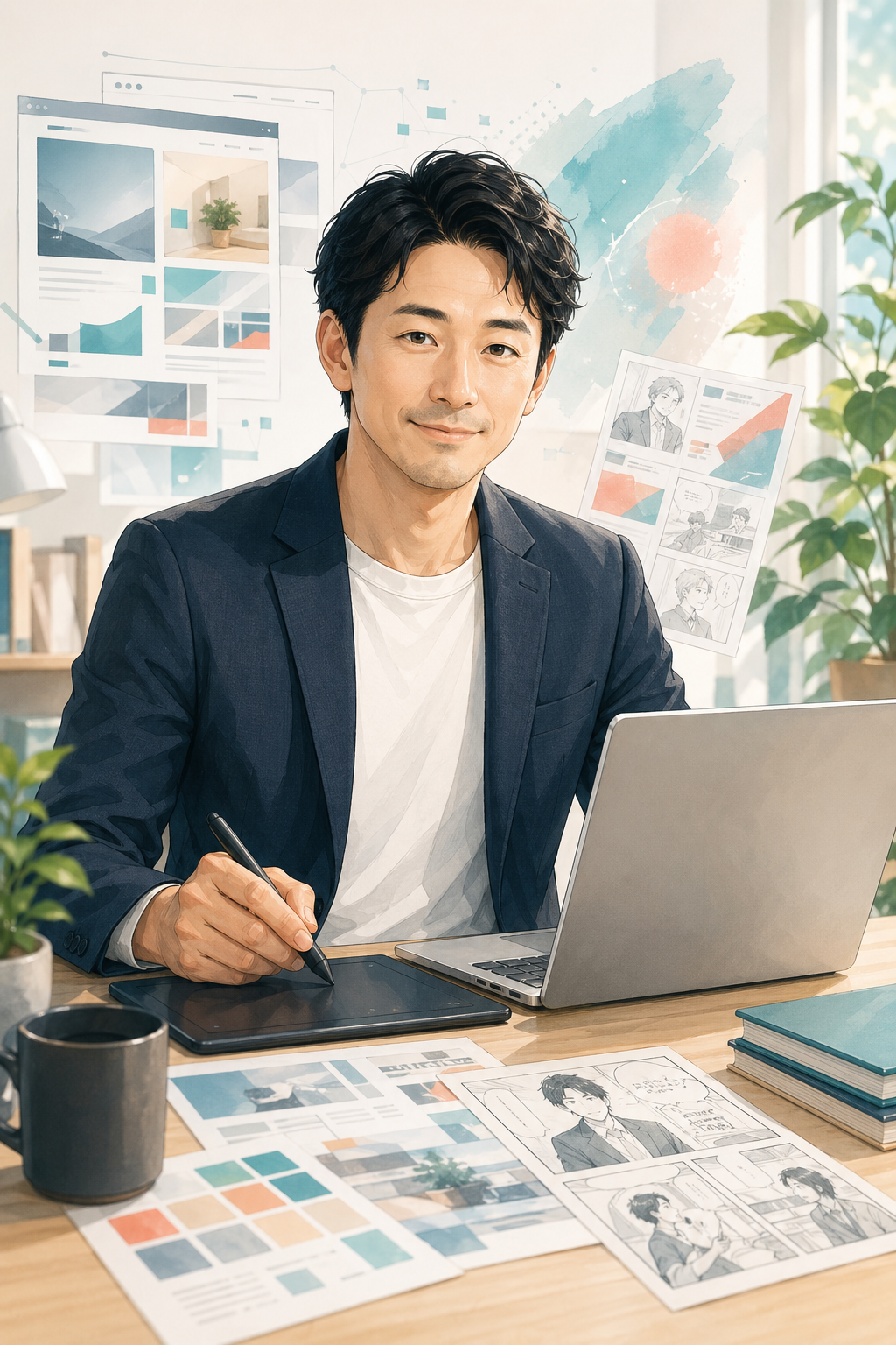 AIを活用して制作するクリエイターのイラスト